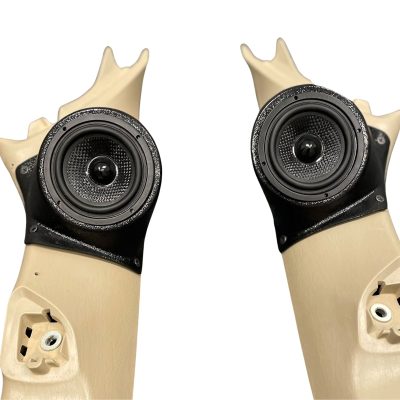 A-Pillar Custom Speaker Pods for the 2005-2008 Toyota Tacoma to hold 3.5 in speakers for car audio installation upgrade