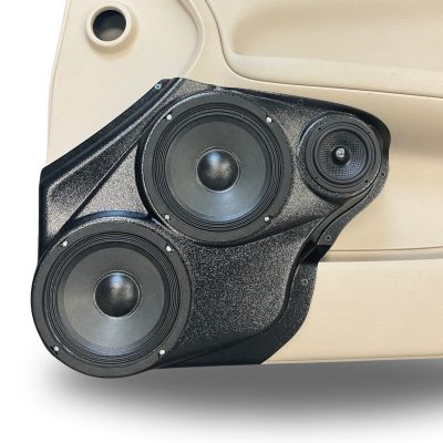 Front Door Custom Speaker Pods for the 2006-2015 Chevrolet Impala to hold Dual 6.5 in and 3.5 in speakers for car audio installation upgrade