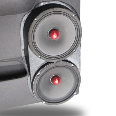 Rear Door Custom Speaker Pods for the 2007-2009 Chevrolet Silverado GMC Sierra to hold Dual 8.0 in  speakers for car audio installation upgrade