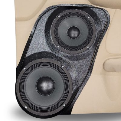 Front Door Custom Speaker Pods for the 2007-2009 Cadillac Escalade Chevrolet Avalanche Tahoe Silverado Suburban GMC Yukon Sierra to hold 8.0 in and 6.5 in speakers for car audio installation upgrade