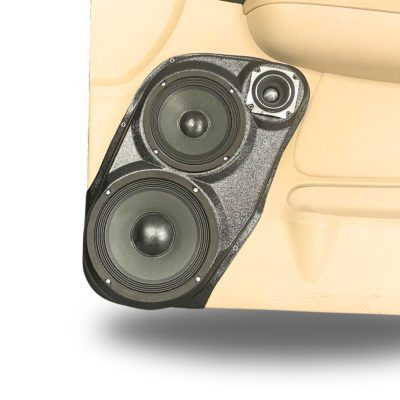 Front Door Custom Speaker Pods for the 2007-2009 Cadillac Escalade Chevrolet Avalanche Tahoe Silverado Suburban GMC Yukon Sierra to hold 8.0 in and 6.5 in and 3.5 in speakers for car audio installation upgrade