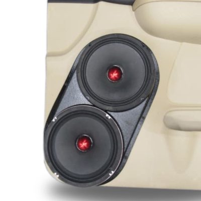 Front Door Custom Speaker Pods for the 2007-2009 Cadillac Escalade Chevrolet Avalanche Tahoe Silverado Suburban GMC Yukon Sierra to hold Dual 8.0 in speakers for car audio installation upgrade