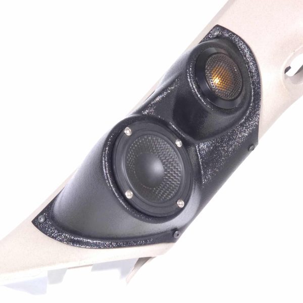 A-Pillar Custom Speaker Pods for the 2007-2009 Cadillac Escalade Chevrolet Avalanche Tahoe Silverado Suburban GMC Yukon Sierra to hold 3.5 in and 2.0 in speakers for car audio installation upgrade