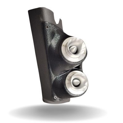A-Pillar Custom Speaker Pods for the 2007-2010 Jeep Wrangler to hold Dual 2.0 in speakers for car audio installation upgrade
