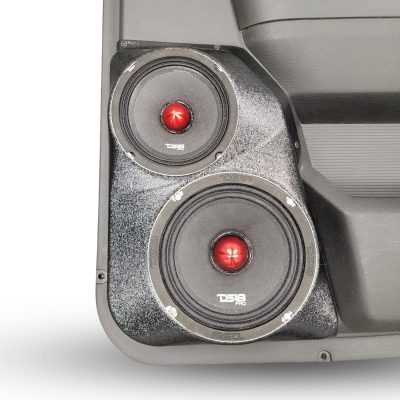 Rear Door Custom Speaker Pods for the 2009-2018 Dodge Ram to hold 6.5 in and 5.25 in speakers for car audio installation upgrade