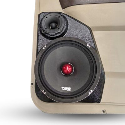 Rear Door Custom Speaker Pods for the 2009-2018 Dodge Ram to hold 8.0 in and 3.5 in speakers for car audio installation upgrade