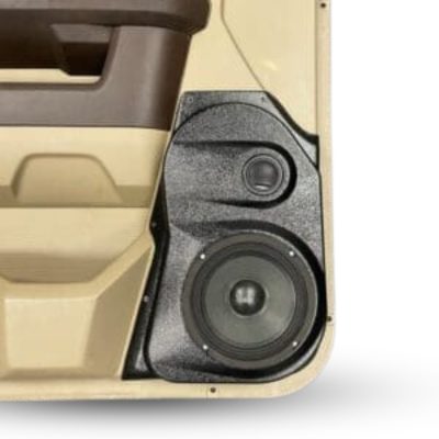 Front Door Custom Speaker Pods for the 2009-2018 Dodge Ram to hold 6.5 in and 2.0 in speakers for car audio installation upgrade