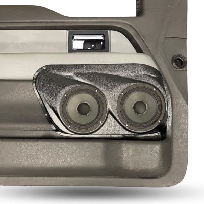 Front Door Custom Speaker Pods for the 2009-2014 Ford F-150 to hold Dual 6.5 in speakers for car audio installation upgrade