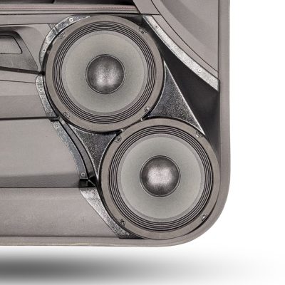 Front Door Custom Speaker Pods for the 2010-2017 Chevrolet Equinox GMC Terrain to hold Dual 8.0 in speakers for car audio installation upgrade