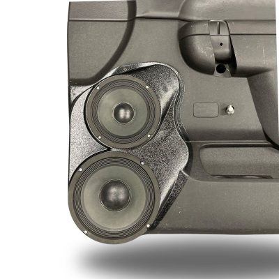 Front Door Custom Speaker Pods for the 2010-2013 Chevrolet Silverado GMC Sierra to hold 8.0 in and 6.5 in speakers for car audio installation upgrade