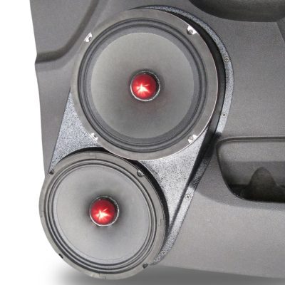 Front Door Custom Speaker Pods for the 2007-2009 Cadillac Escalade Chevrolet Avalanche Tahoe Silverado Suburban GMC Yukon Sierra to hold Dual 8.0 in speakers for car audio installation upgrade