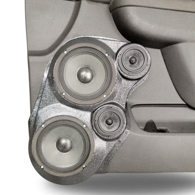Front Door Custom Speaker Pods for the 2007-2009 Cadillac Escalade Chevrolet Avalanche Tahoe Silverado Suburban GMC Yukon Sierra to hold Dual 6.5 in and Dual 3.5 in speakers for car audio installation upgrade