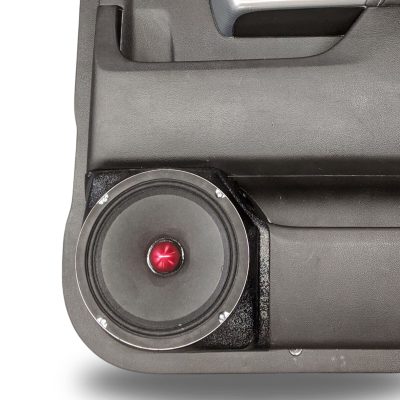 Rear Door Custom Speaker Pods for the 2014-2018 Chevrolet Silverado GMC Sierra to hold 8.0 in speakers for car audio installation upgrade