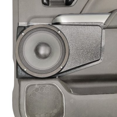 Rear Door Custom Speaker Pods for the 2014-2018 Chevrolet Silverado GMC Sierra to hold 8.0 in speakers for car audio installation upgrade