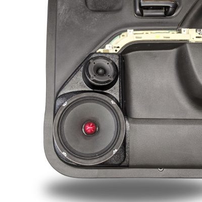 Front Door Custom Speaker Pods for the 2014-2018 Chevrolet Silverado GMC Sierra to hold 8.0 in and 2.0 in speakers for car audio installation upgrade