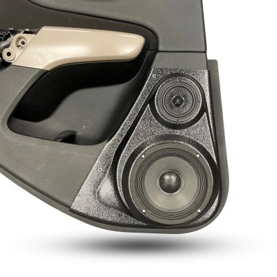 Rear Door Custom Speaker Pods for the 2014-2023 Jeep Cherokee to hold 6.5 in and 3.5 in speakers for car audio installation upgrade
