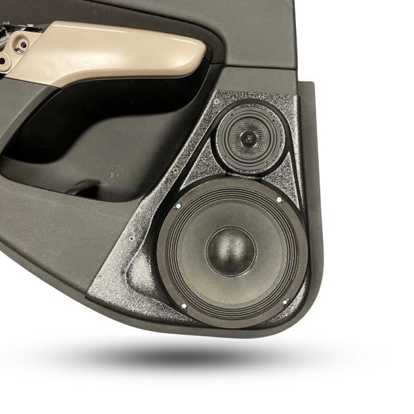 Rear Door Custom Speaker Pods for the 2014-2023 Jeep Cherokee to hold 8.0 in and 3.5 in speakers for car audio installation upgrade