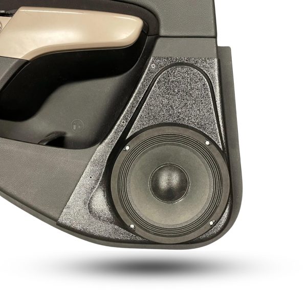 Rear Door Custom Speaker Pods for the 2014-2023 Jeep Cherokee to hold 8.0 in speakers for car audio installation upgrade