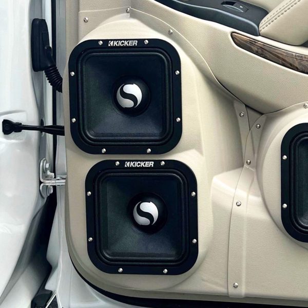 center ortho Speaker Upgrade for the Rear Door of your 2015-2020 Chevrolet Tahoe, Suburban, GMC Yukon. Easy installation of a Dual 7" Square Midrange for the most powerful car stereo possible.