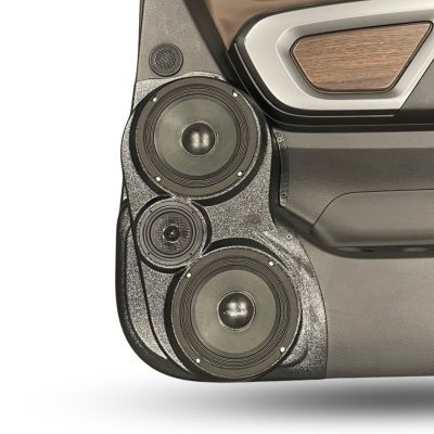 Rear Door Custom Speaker Pods for the 2016-2024 Nissan Titan to hold Dual 6.5 in and 3.5 in speakers for car audio installation upgrade