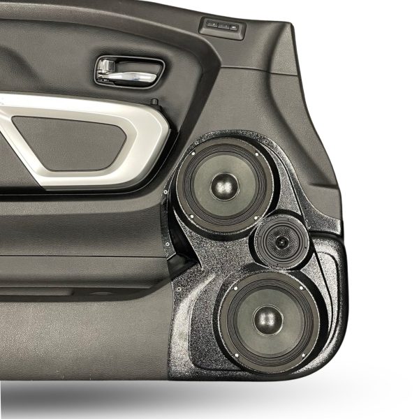 Front Door Custom Speaker Pods for the 2016-2024 Nissan Titan to hold Dual 6.5 in and 3.5 in speakers for car audio installation upgrade