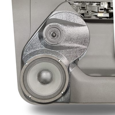 Front Door Custom Speaker Pods for the 2019-2023 Chevrolet Silverado GMC Sierra to hold 8.0 in and 3.5 in speakers for car audio installation upgrade