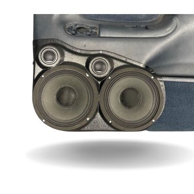 Front Door Custom Speaker Pods for the 1995-1999 Cadillac Escalade Chevrolet Silverado Suburban Tahoe GMC Sierra Yukon to hold Dual 8.0 in and Dual 2.0 in speakers for car audio installation upgrade