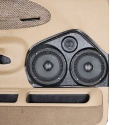 Front Door Custom Speaker Pods for the 1999-2001 Dodge Ram to hold Dual 6.5 in and 2.0 in speakers for car audio installation upgrade