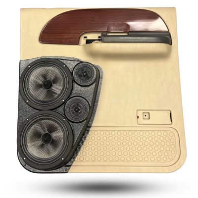 Rear Door Custom Speaker Pods for the 1999-2007 Ford F-250F-350 to hold Dual 8.0 in and Dual 3.5 in speakers for car audio installation upgrade