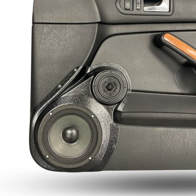 Front Door Custom Speaker Pods for the 1999-2004 Volkswagen Jetta to hold 6.5 in and 3.5 in speakers for car audio installation upgrade