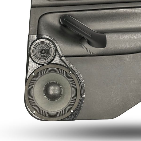 Rear Door Custom Speaker Pods for the 1999-2004 Volkswagen Jetta to hold 8.0 in and 3.5 in speakers for car audio installation upgrade
