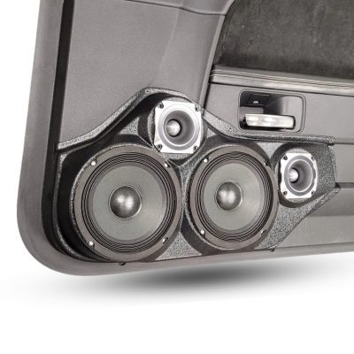 Front Door Custom Speaker Pods for the 2008-2014 Dodge Challenger to hold Dual 6.5 in and Dual 3.5 in speakers for car audio installation upgrade