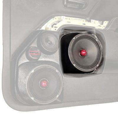 Front Door Custom Speaker Pods for the 2014-2018 Chevrolet Silverado GMC Sierra to hold 8.0 in speakers for car audio installation upgrade