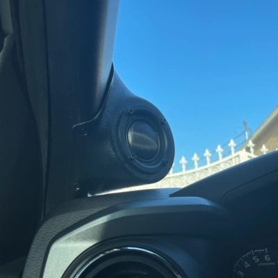 A-Pillar Custom Speaker Pods for the 2016-2023 Toyota Tacoma to hold 3.5 in speakers for car audio installation upgrade