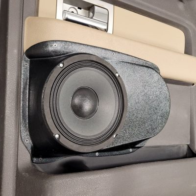Rear Door Custom Speaker Pods for the 2009-2014 Ford F-150 to hold 8.0 in speakers for car audio installation upgrade