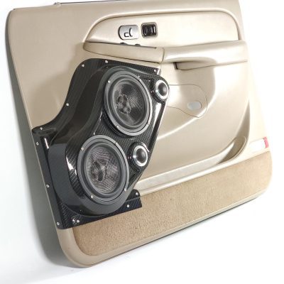 Front Door Custom Speaker Pods for the 2000-2006 Cadillac Escalade Chevrolet Avalanche Silverado Tahoe Suburban GMC Sierra Yukon to hold Dual 6.5 in and Dual 2.0 in speakers for car audio installation upgrade