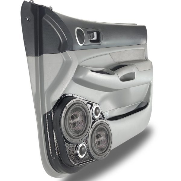 left full Speaker Upgrade for the Front Door of your 2005-2008 Toyota Tacoma. Easy installation of a Dual 6.5" Midrange and Dual Tweeter for the most powerful car stereo possible.