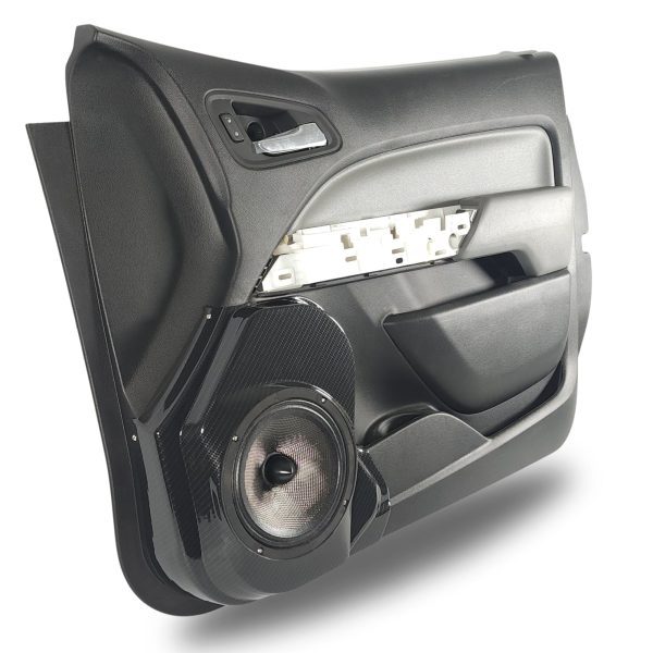 left full Speaker Upgrade for the Front Door of your 2015-2022 Chevrolet Colorado, GMC Canyon. Easy installation of a Single 8" Midrange for the most powerful car stereo possible.