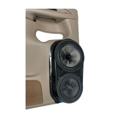 Rear Door Custom Speaker Pods for the 2000-2006 Cadillac Escalade Chevrolet Avalanche Silverado Tahoe Suburban GMC Sierra Yukon to hold 8.0 in and 6.5 in speakers for car audio installation upgrade