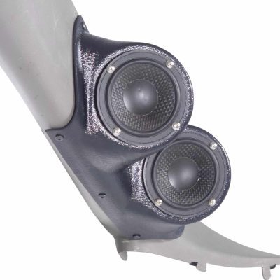 A-Pillar Custom Speaker Pods for the 2000-2006 Cadillac Escalade Chevrolet Avalanche Silverado Tahoe Suburban GMC Sierra Yukon to hold Dual 3.5 in speakers for car audio installation upgrade