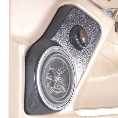 Front Door Custom Speaker Pods for the 2000-2006 Cadillac Escalade Chevrolet Avalanche Silverado Tahoe Suburban GMC Sierra Yukon to hold 6.5 in and 2.0 in speakers for car audio installation upgrade