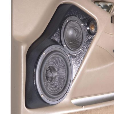 Front Door Custom Speaker Pods for the 2000-2006 Cadillac Escalade Chevrolet Avalanche Silverado Tahoe Suburban GMC Sierra Yukon to hold 6.5 in and 4.0 in and 2.0 in speakers for car audio installation upgrade