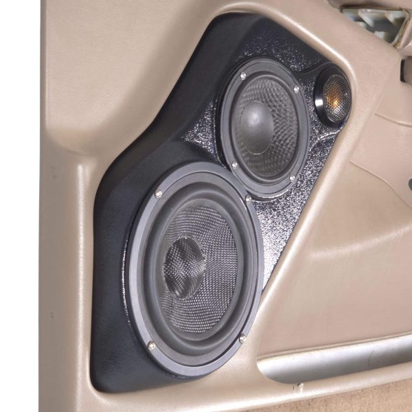 Front Door Custom Speaker Pods for the 2000-2006 Cadillac Escalade Chevrolet Avalanche Silverado Tahoe Suburban GMC Sierra Yukon to hold 6.5 in and 4.0 in and 2.0 in speakers for car audio installation upgrade
