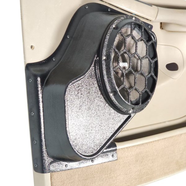 left ortho Speaker Upgrade for the Front Door of your 2000-2006 Chevrolet Tahoe, Suburban, Avalanche, Silverado. GMC Yukon, Sierra. Cadillac Escalade. Easy installation of a Single 10" Midrange for the most powerful car stereo possible.