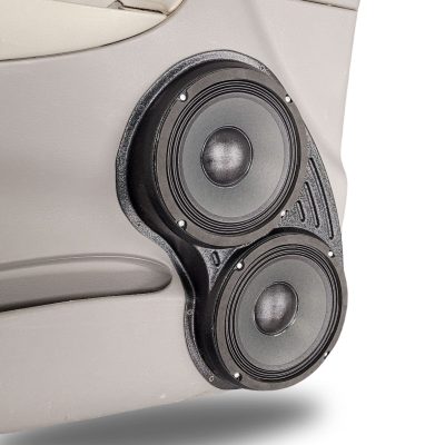 Front Door Custom Speaker Pods for the 2002-2005 Chevrolet Trailblazer to hold Dual 8.0 in speakers for car audio installation upgrade