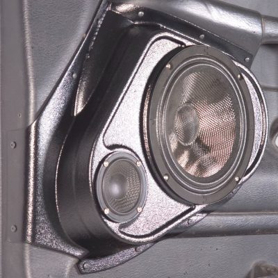 Front Door Custom Speaker Pods for the 2002-2005 Dodge Ram to hold 8.0 in and 3.5 in speakers for car audio installation upgrade