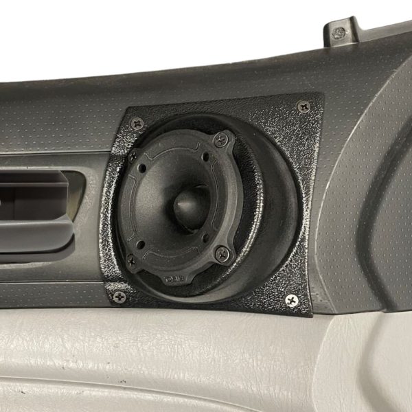 left ortho Speaker Upgrade for the Front Door of your 2005-2015 Toyota Tacoma. Easy installation of a Single 3.5" Speaker or Tweeter for the most powerful car stereo possible.