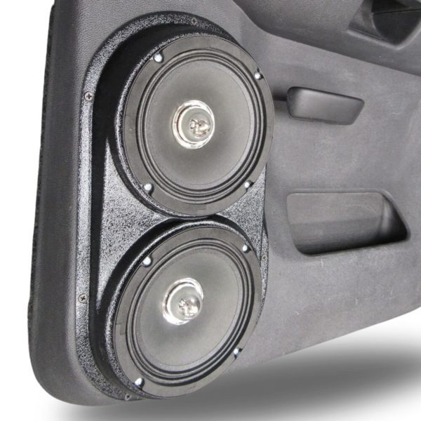 left ortho Speaker Upgrade for the Rear Door of your 2007-2013 Chevrolet Silverado, GMC Sierra. Easy installation of a Dual 6.5" Midrange for the most powerful car stereo possible.