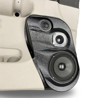 Front Door Custom Speaker Pods for the 2007-2009 Chevrolet Silverado GMC Sierra to hold 6.5 in and 3.5 in and 2.0 in speakers for car audio installation upgrade