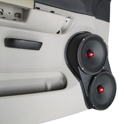 Front Door Custom Speaker Pods for the 2007-2009 Chevrolet Silverado GMC Sierra to hold Dual 8.0 in speakers for car audio installation upgrade